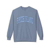 Blue Rhode Island text crewneck sweatshirt in cotton-polyester blend