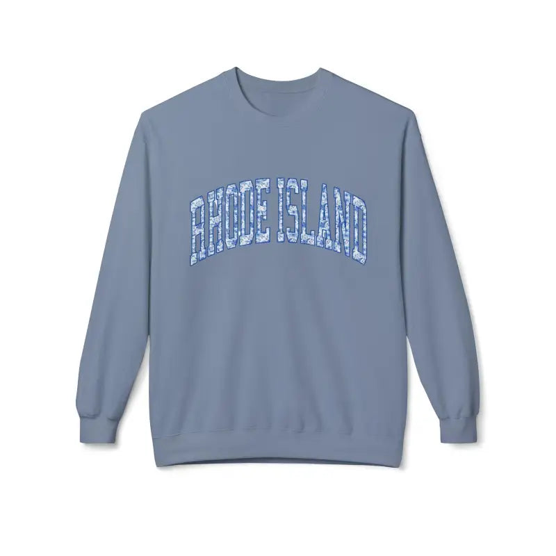 Blue Rhode Island text crewneck sweatshirt in cotton-polyester blend