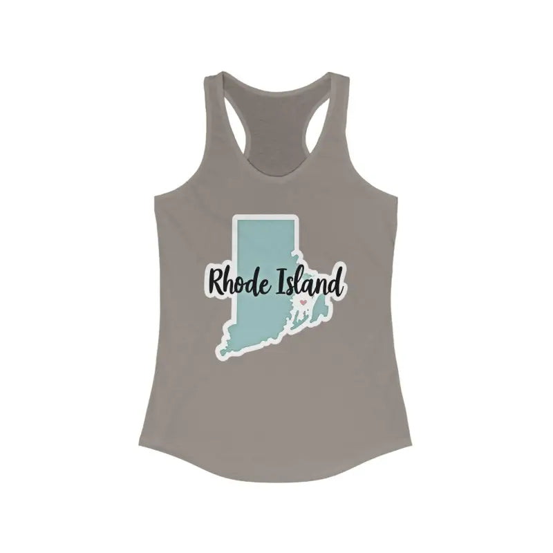 Gray Rhode Island Graphic Racerback Tank Top featuring a stylish design
