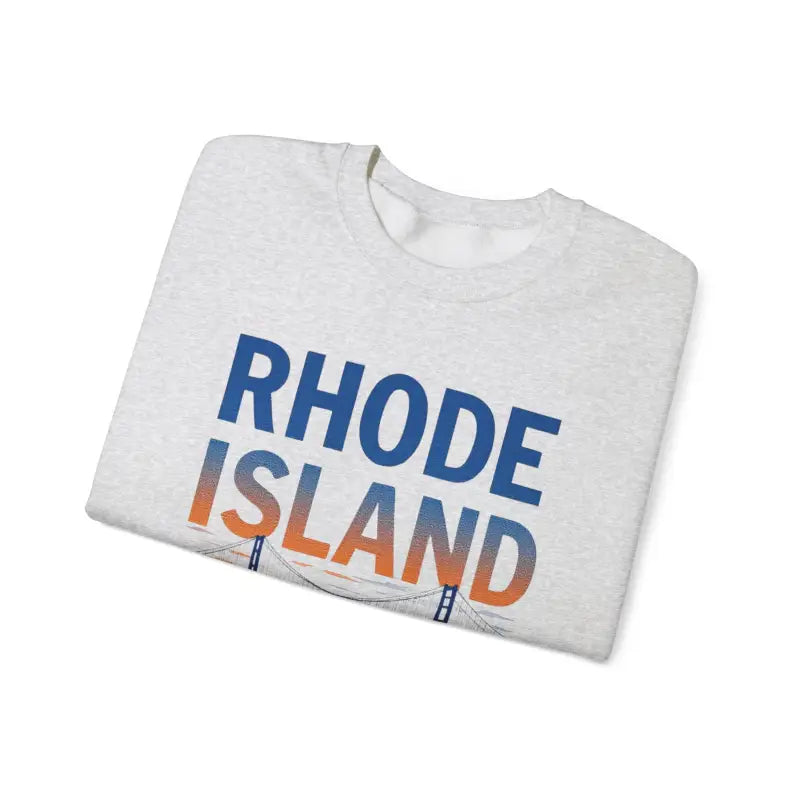 Folded Rhode Island t-shirt featured with Rhode Island Sunset Crewneck Sweatshirt