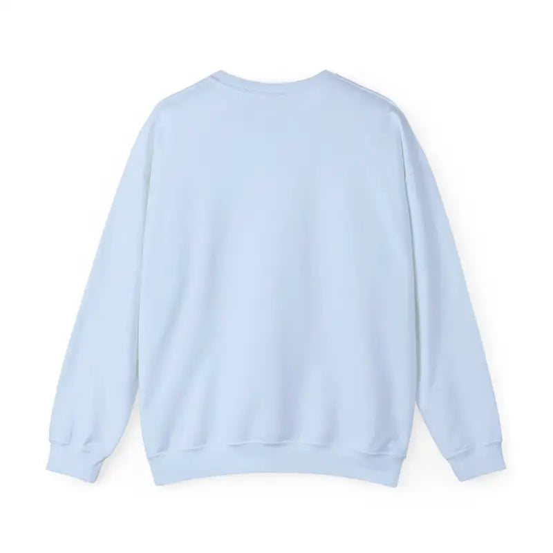 Light blue crewneck sweatshirt from Rhode Island Sunset collection in black, white, and pink