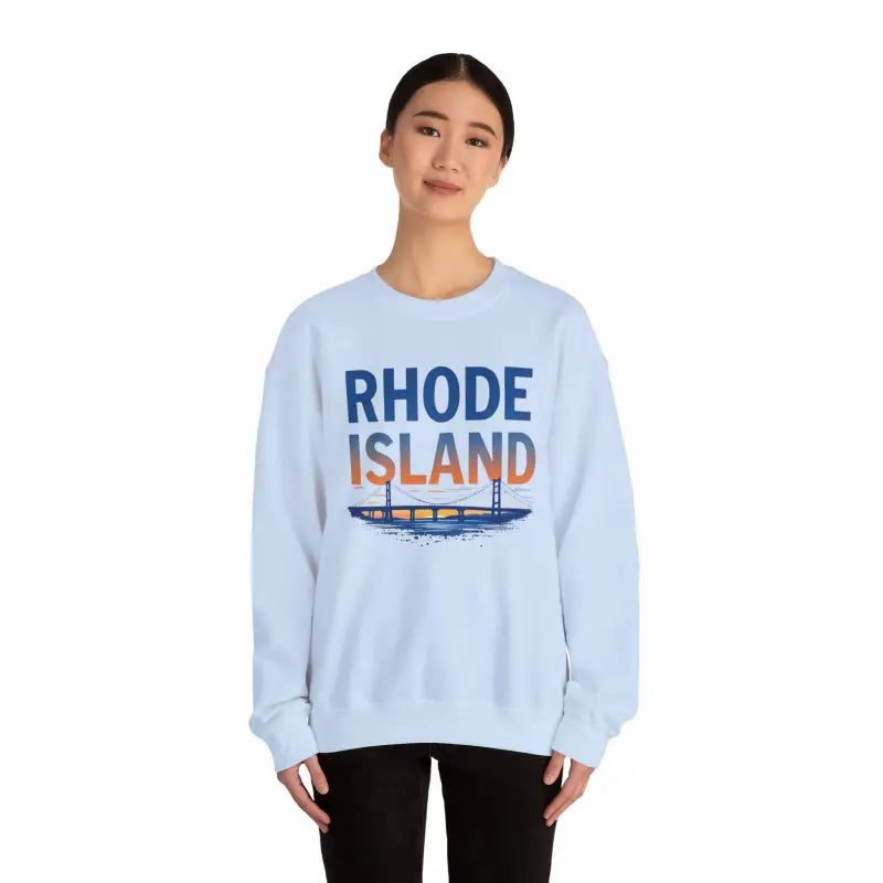 Light blue Rhode Island sweatshirt from the Rhode Island Sunset Crewneck collection