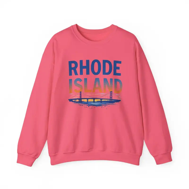 Pink Rhode Island sweatshirt featured in the Rhode Island Sunset Crewneck Sweatshirt