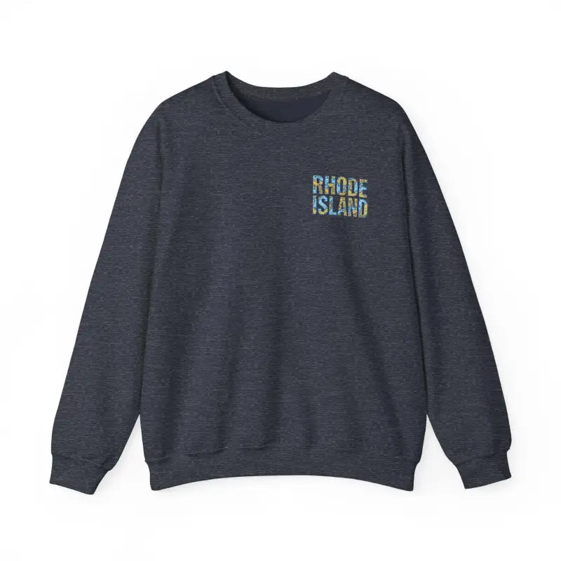 Gray crewneck sweatshirt featuring Rhode Island Nautical Map design for cozy style