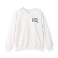 Rhode Island Nautical Map Sweatshirt in Beige White Navy Blue - Ocean State Styles