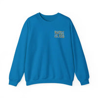 Rhode Island Nautical Map Sweatshirt in Beige White Navy Blue - Ocean State Styles
