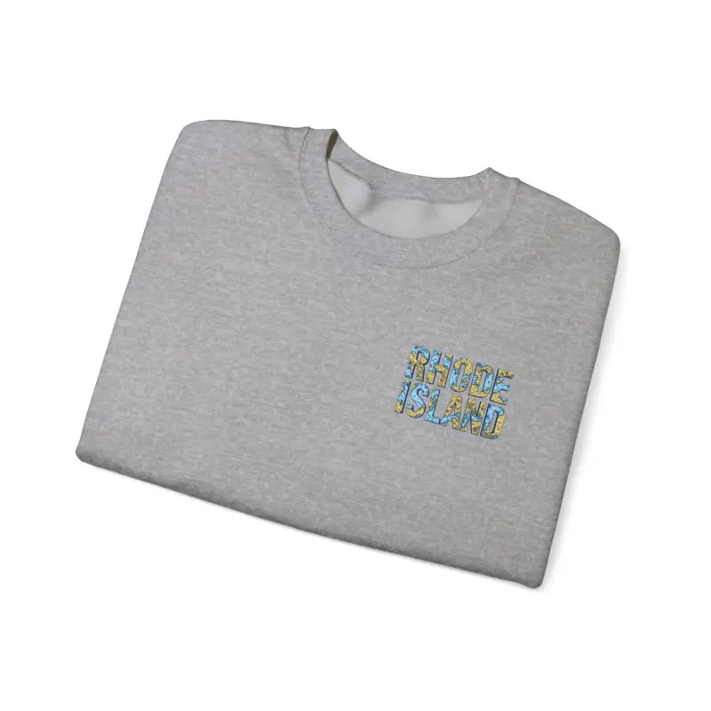 Gray sweatshirt featuring Rhode Island Nautical Map design for comfortable style