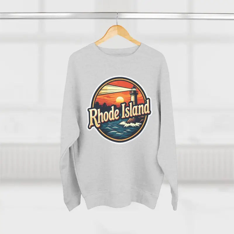 Gray Rhode Island Unisex Crewneck Sweatshirt featuring a stylish design