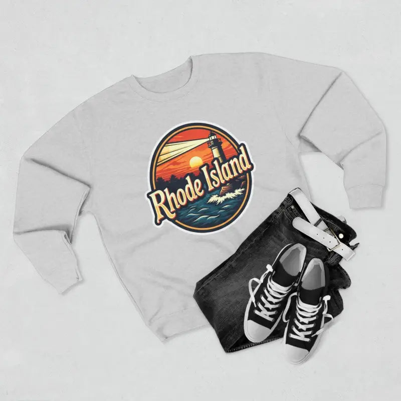 Gray Rhode Island Unisex Crewneck Sweatshirt with graphic design