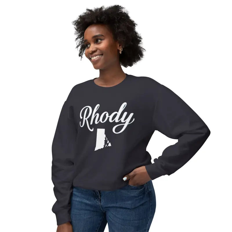 Rhody Unisex Lightweight Crewneck Sweatshirt in casual style showcasing Rhode Island design