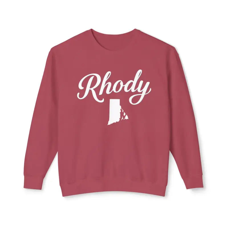 Maroon Rhody Unisex Lightweight Crewneck Sweatshirt featuring Rhode Island outline design