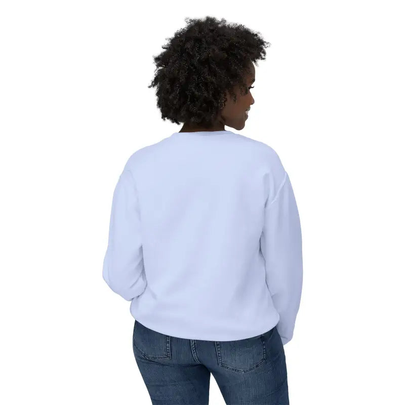 White long-sleeved sweatshirt from Rhody Unisex Lightweight Crewneck Sweatshirt collection