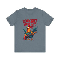 Rooster Graphic T Shirt In Beige Black White And Dark Grey - Ocean State Styles