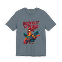 Rooster Graphic T Shirt In Beige Black White And Dark Grey - Ocean State Styles