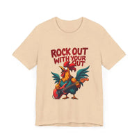 Rooster Graphic T Shirt In Beige Black White And Dark Grey - Ocean State Styles