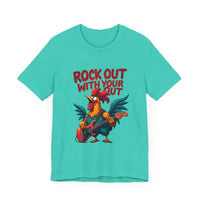 Rooster Graphic T Shirt In Beige Black White And Dark Grey - Ocean State Styles