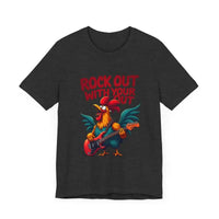 Rooster Graphic T Shirt In Beige Black White And Dark Grey - Ocean State Styles