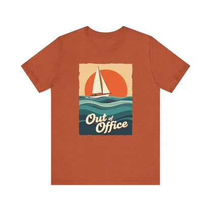 Orange t-shirt featuring a sailboat graphic from the Sailboat Graphic T Shirt Summer Collection