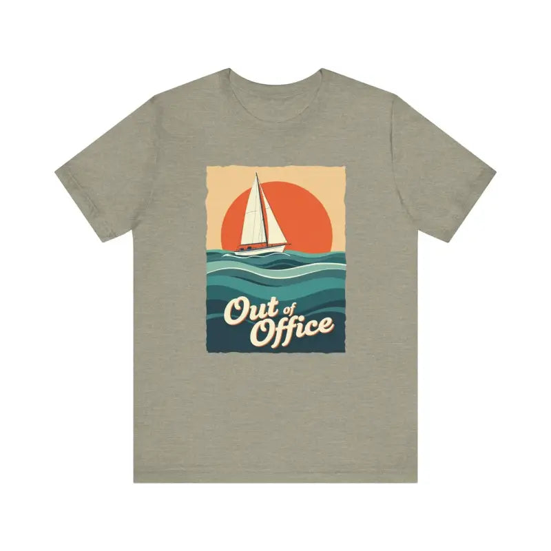 Khaki T-shirt featuring sailboat graphic from Sailboat Graphic T Shirt Summer Collection