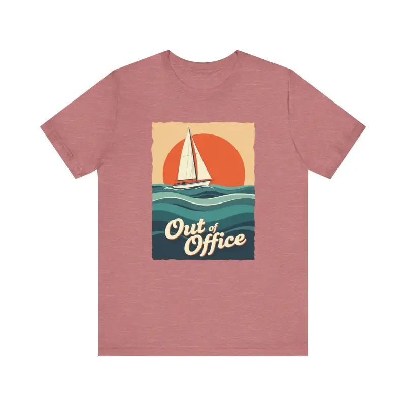 Mauve T-shirt featuring a sailboat graphic from the Summer Collection