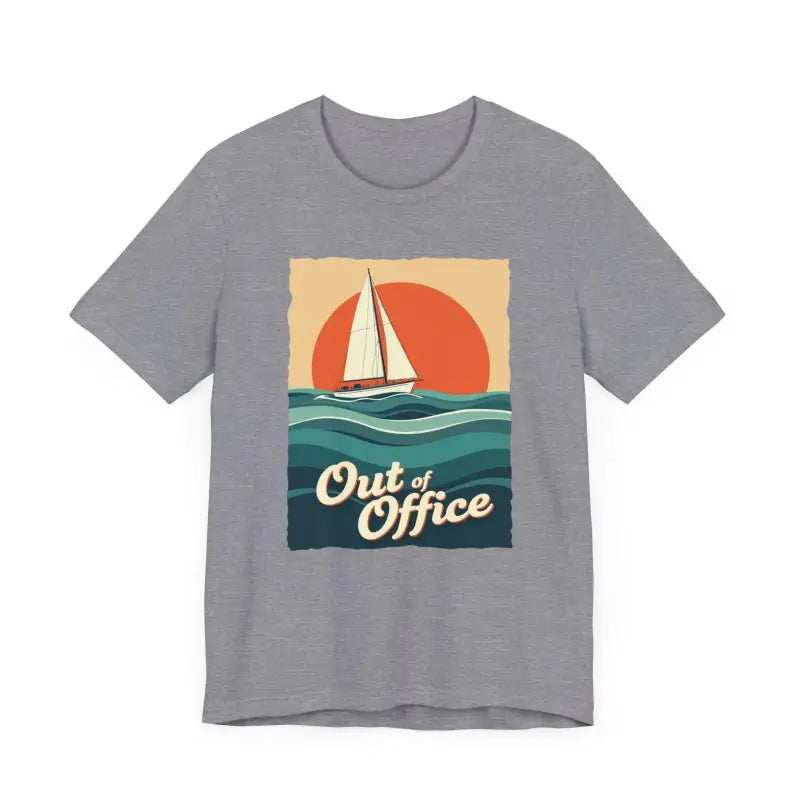 Gray t-shirt featuring a sailboat graphic from the Sailboat Graphic T Shirt Summer Collection