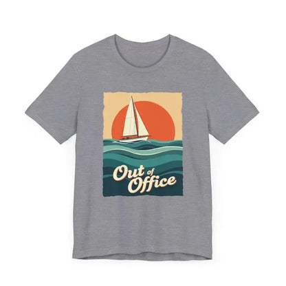 Gray t-shirt featuring a sailboat graphic from the Sailboat Graphic T Shirt Summer Collection