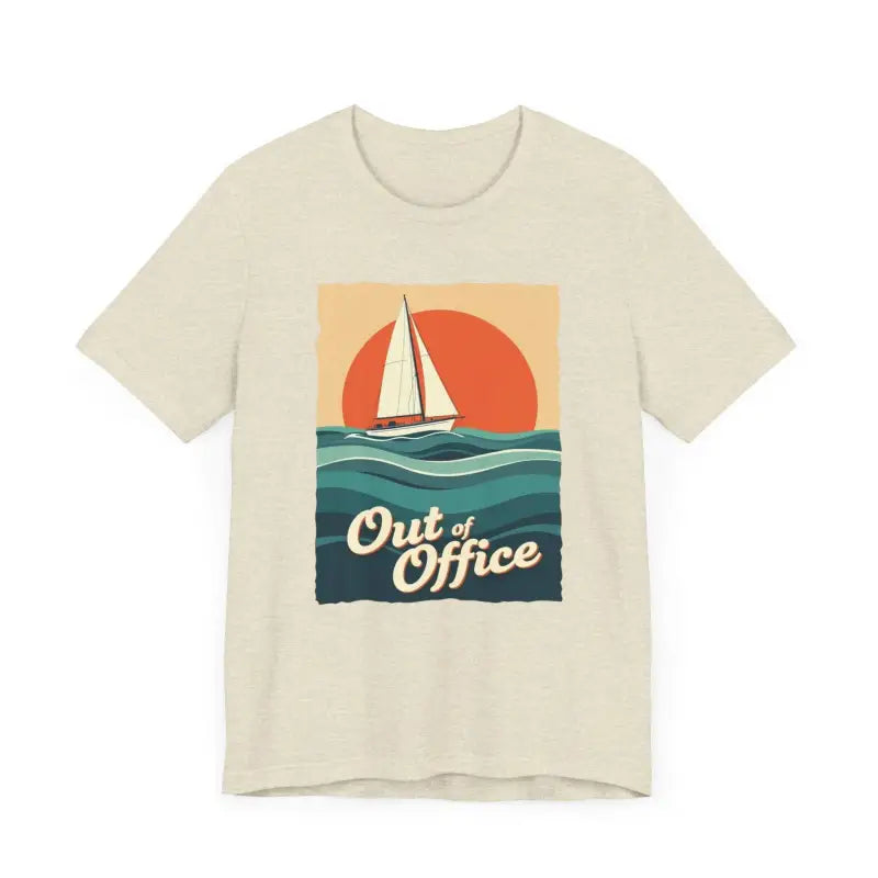 Beige Sailboat Graphic T-Shirt from the Summer Collection for casual wear