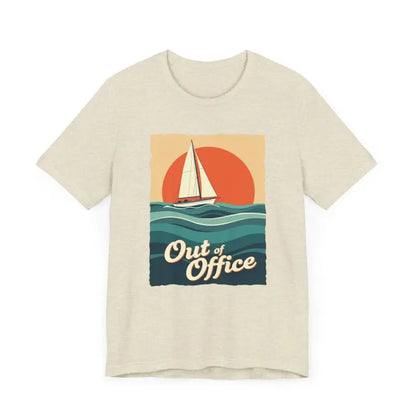 Beige Sailboat Graphic T-Shirt from the Summer Collection for casual wear