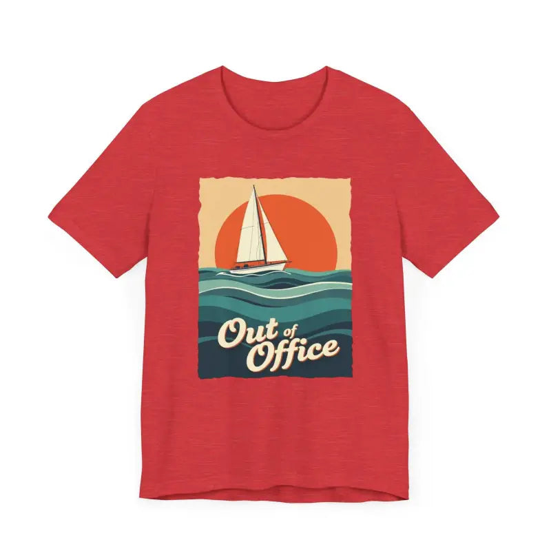 Red T-shirt with a sailboat graphic from the Sailboat Graphic T Shirt Summer Collection