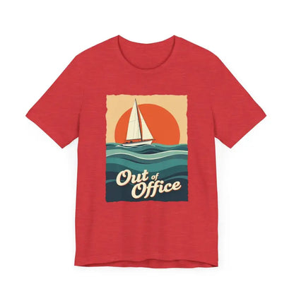 Red T-shirt with a sailboat graphic from the Sailboat Graphic T Shirt Summer Collection