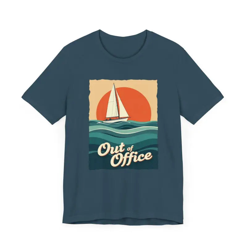 Blue T-shirt featuring a sailboat graphic from the Sailboat Graphic T Shirt Summer Collection