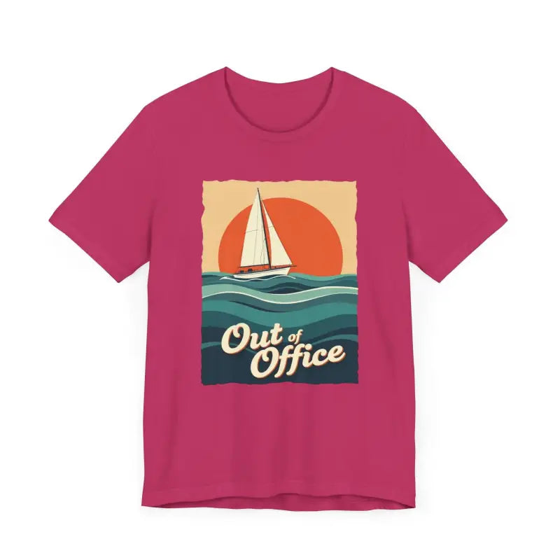 Magenta T-shirt featuring sailboat graphic from Sailboat Graphic T Shirt Summer Collection
