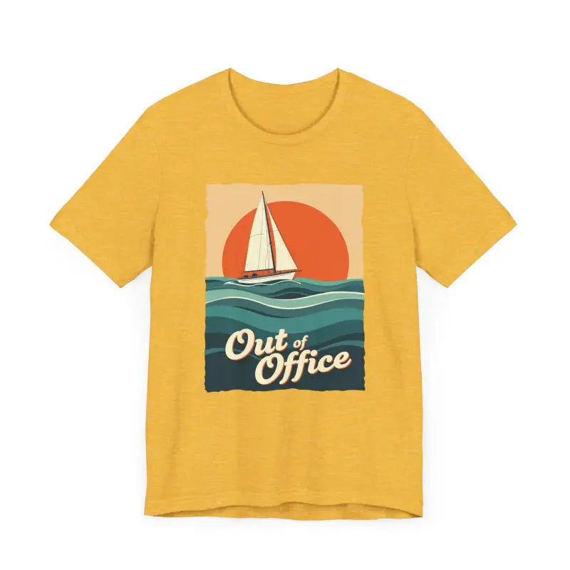 Yellow t-shirt featuring a sailboat graphic from the Sailboat Graphic T Shirt Summer Collection
