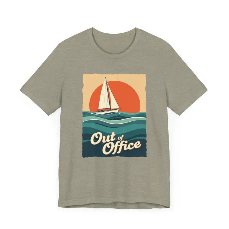 Khaki T-shirt with sailboat graphic from Sailboat Graphic T Shirt Summer Collection