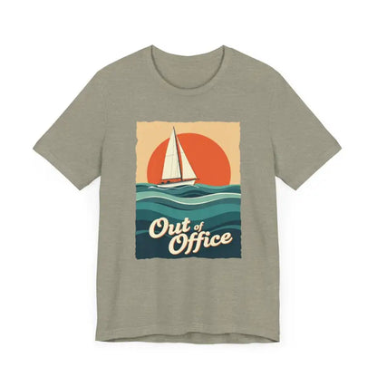 Khaki T-shirt with sailboat graphic from Sailboat Graphic T Shirt Summer Collection