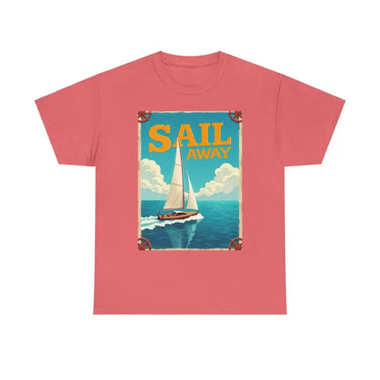 Salmon-colored Sailboat Graphic Unisex Heavy Cotton T Shirt for casual wear