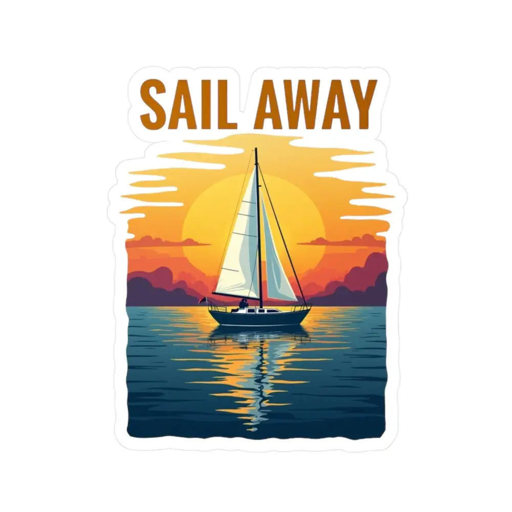 Sailboat at sunset depicted on Sailboat Sunset Vinyl Decal design