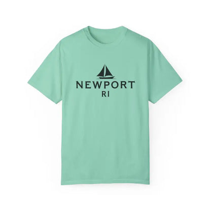 Mint-green t-shirt featuring a sailboat graphic for beach lovers in Newport RI design