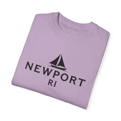 Folded lavender t-shirt from Sailboat T Shirt Simple Newport RI design for beach lovers