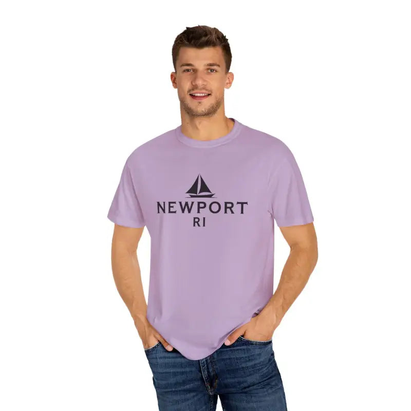 Lavender Sailboat T Shirt featuring Simple Newport RI Design for Beach Lovers