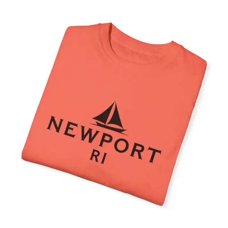 Folded orange t-shirt from Sailboat T Shirt Simple Newport RI Design for beach lovers