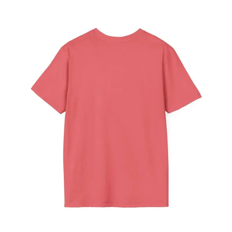 Salmon-colored T-shirt featuring a beach scene design ideal for casual wear