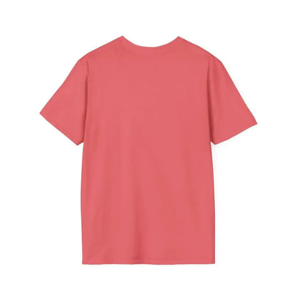 Salmon-colored T-shirt featuring a beach scene design ideal for casual wear