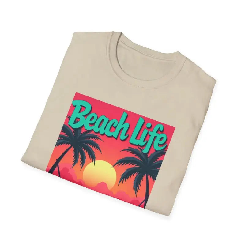 Folded beige t-shirt from Salmon T Shirt With Beach Scene collection
