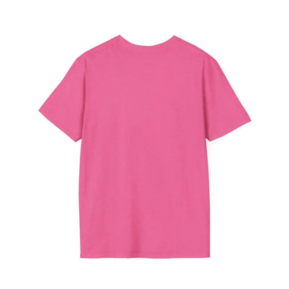 Pink short-sleeved t-shirt featuring a beach scene design, named Salmon T Shirt