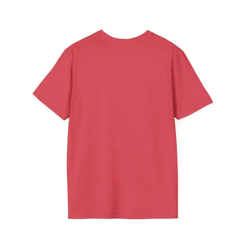 Red short-sleeved Salmon T Shirt featuring a vibrant beach scene design