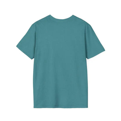 Teal short-sleeved t-shirt featured in Salmon T Shirt With Beach Scene collection