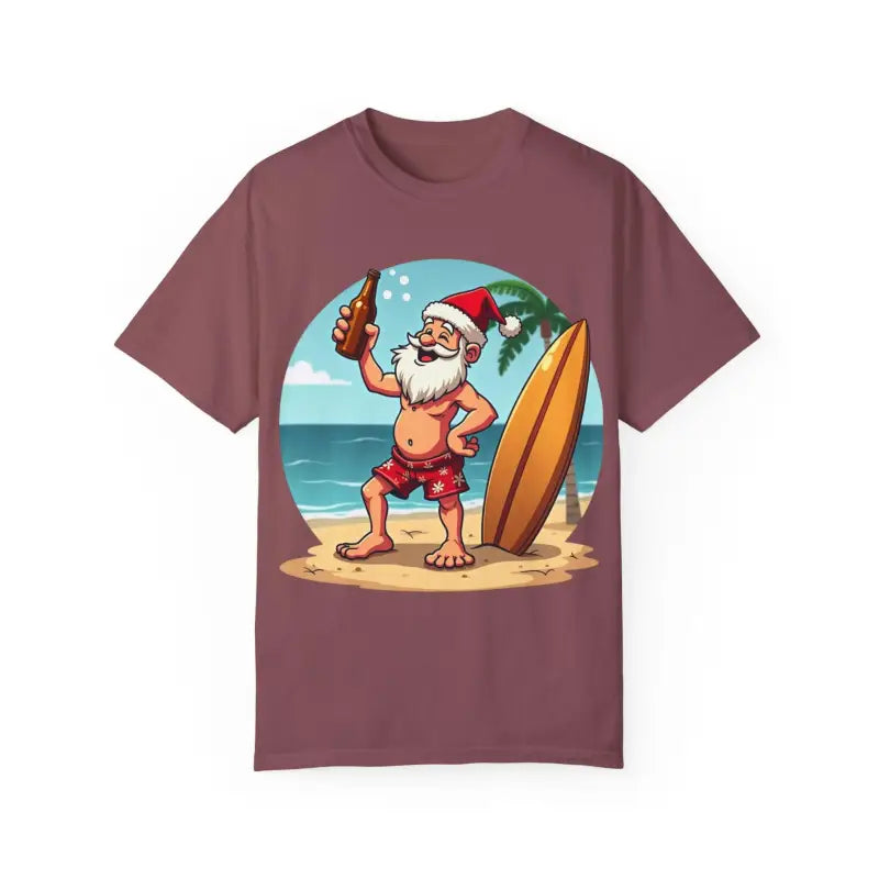 Santa Drinking Beer Surf Tropical Unisex T Shirt Fun Wear - Ocean State Styles