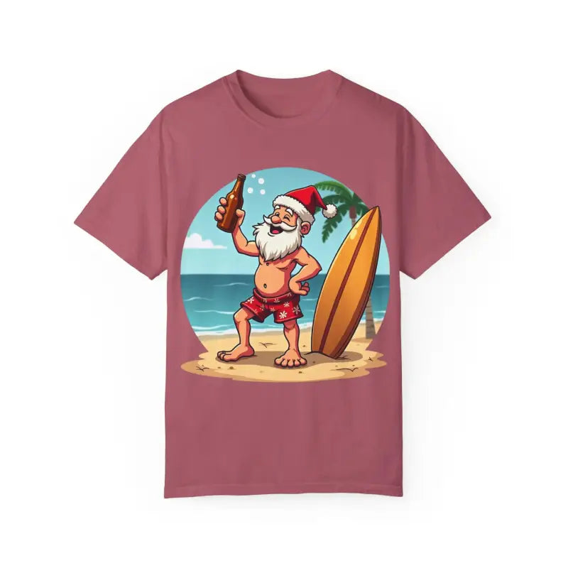 Santa Drinking Beer Surf Tropical Unisex T Shirt Fun Wear - Ocean State Styles