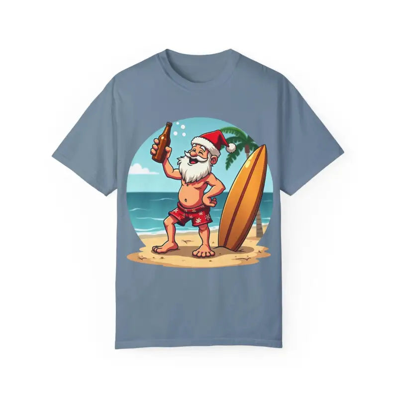 Santa Drinking Beer Surf Tropical Unisex T Shirt Fun Wear - Ocean State Styles